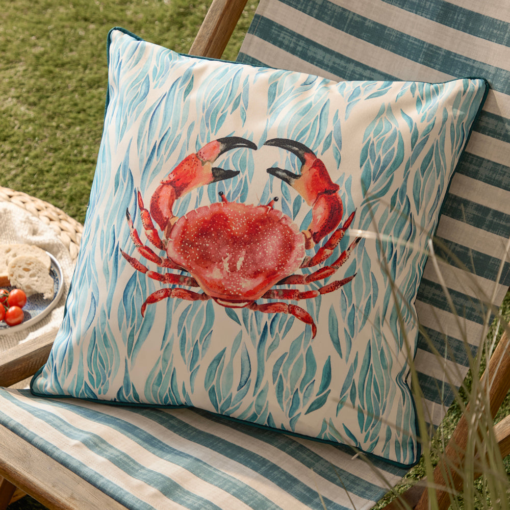 Abstract Blue Cushions - Abersoch Crab Outdoor Cushion Cover Marine Wylder