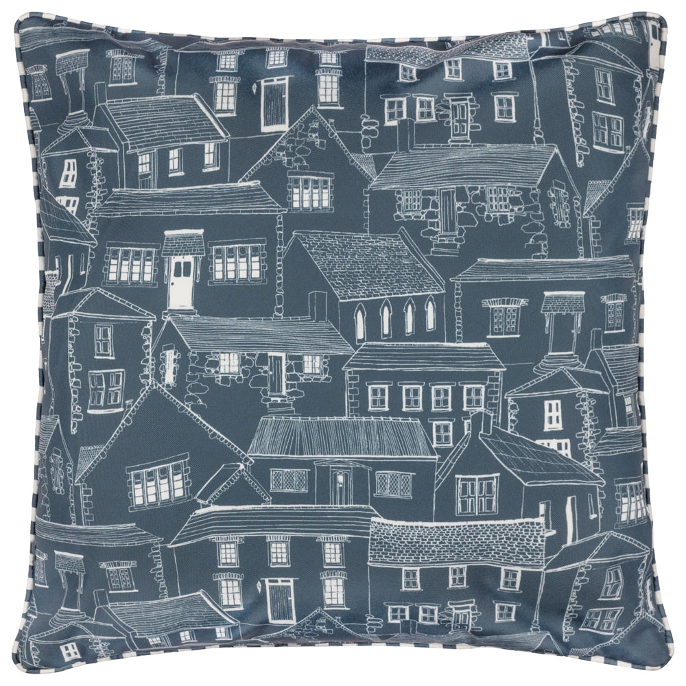 Striped Blue Cushions - Abersoch Town Outdoor Cushion Cover Sail Blue Wylder