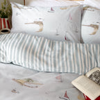 Global Blue Bedding - Abersoch Shore Reversible 100% Cotton Duvet Cover Set Sky Blue Wylder