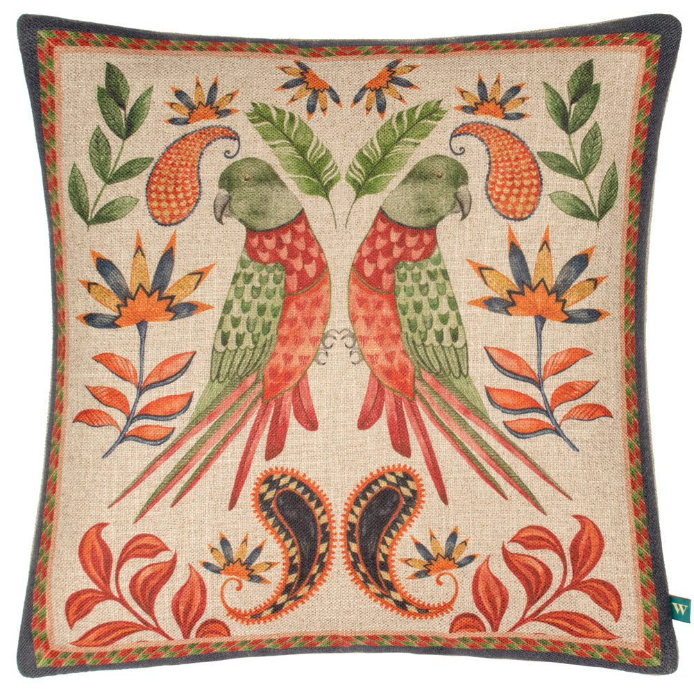 Animal Red Cushions - Akamba Parrot Duo Cushion Cover Cinnabar Red Wylder