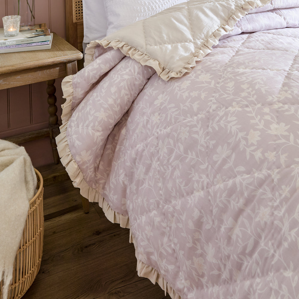 Floral Pink Bedding - Amelia 100% Cotton Quilted Bedspread Blush Wylder