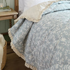 Floral Blue Bedding - Amelia 100% Cotton Quilted Bedspread Seafoam Wylder