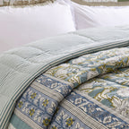 Floral Blue Bedding - Annabelle 100% Cotton Bedspread Blue Wylder