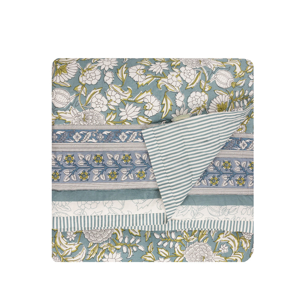 Floral Blue Bedding - Annabelle 100% Cotton Bedspread Blue Wylder