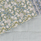 Floral Blue Bedding - Annabelle 100% Cotton Bedspread Blue Wylder