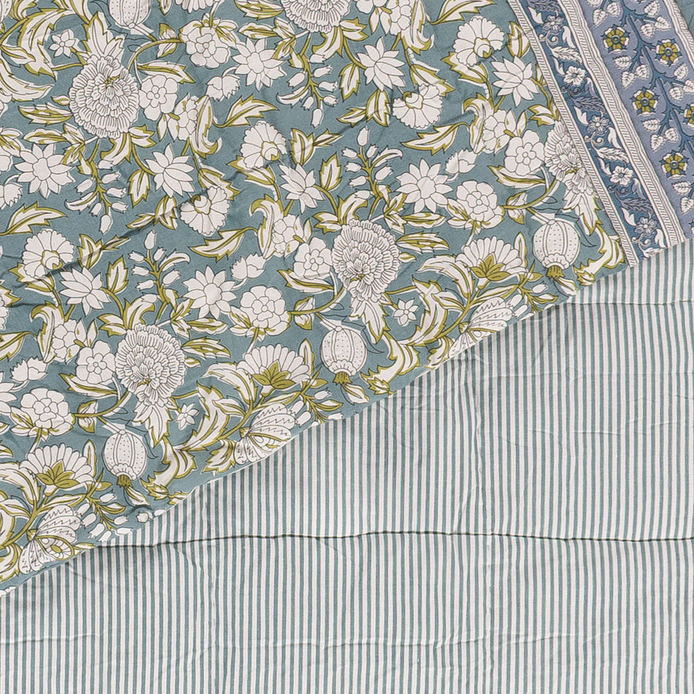 Floral Blue Bedding - Annabelle 100% Cotton Bedspread Blue Wylder