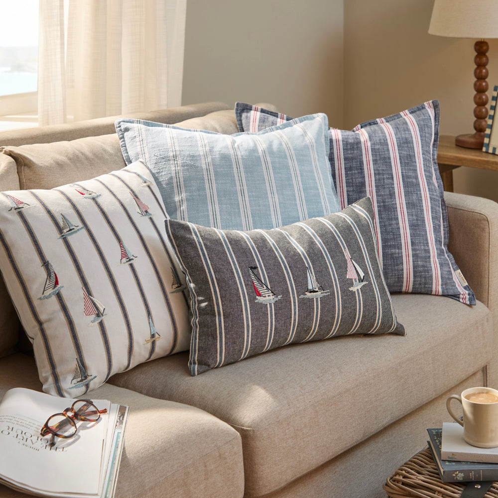 Striped Cream Cushions - Abersoch Regatta Square Cushion Cover Ecru Wylder