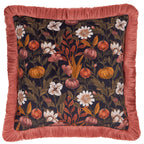 Floral Pink Cushions - Autumn Garden Fringed Velvet Cushions Burnished Rose/Moss Wylder