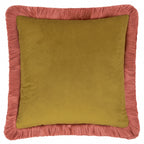 Floral Pink Cushions - Autumn Garden Fringed Velvet Cushions Burnished Rose/Moss Wylder