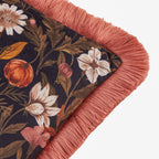 Floral Pink Cushions - Autumn Garden Fringed Velvet Cushions Burnished Rose/Moss Wylder