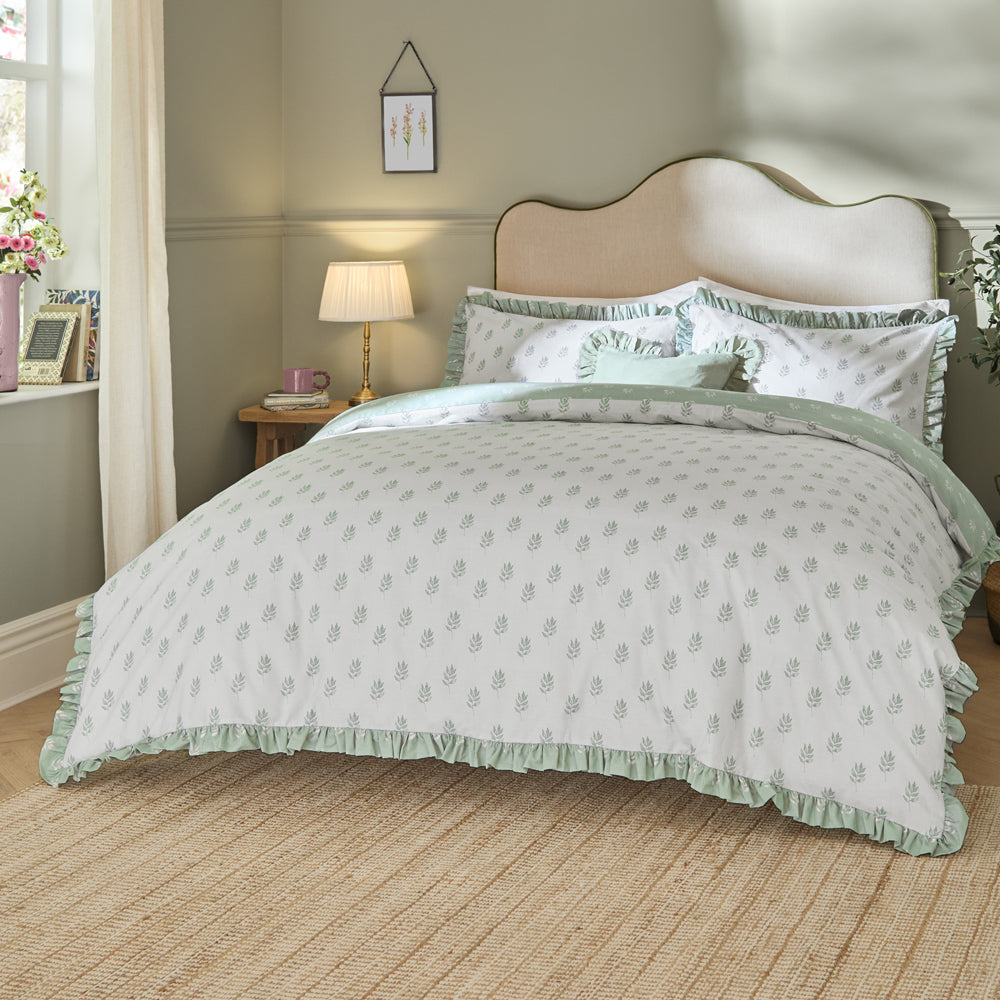 Woodland White Bedding - Ava Reversible Duvet Cover Set White Sage Wylder