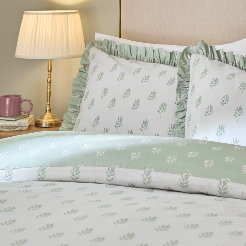 Woodland White Bedding - Ava Reversible Duvet Cover Set White Sage Wylder