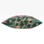 Floral Green Cushions - Aviary 100% Cotton Velvet Feather Filled Cushion Teal Green Wylder