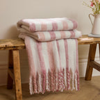 Striped Pink Throws - Beechwood Woven Stripe Throw Camellia Wylder