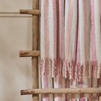 Striped Pink Throws - Beechwood Woven Stripe Throw Camellia Wylder