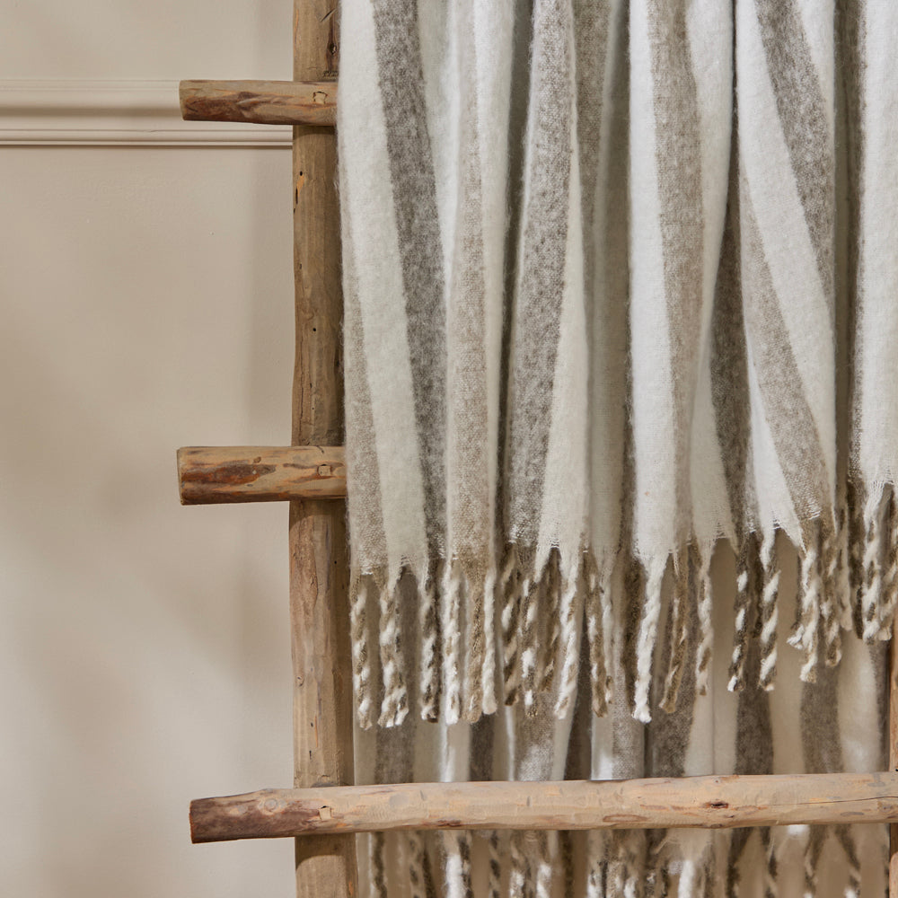 Striped Grey Throws - Beechwood Woven Stripe Throw Heath Wylder