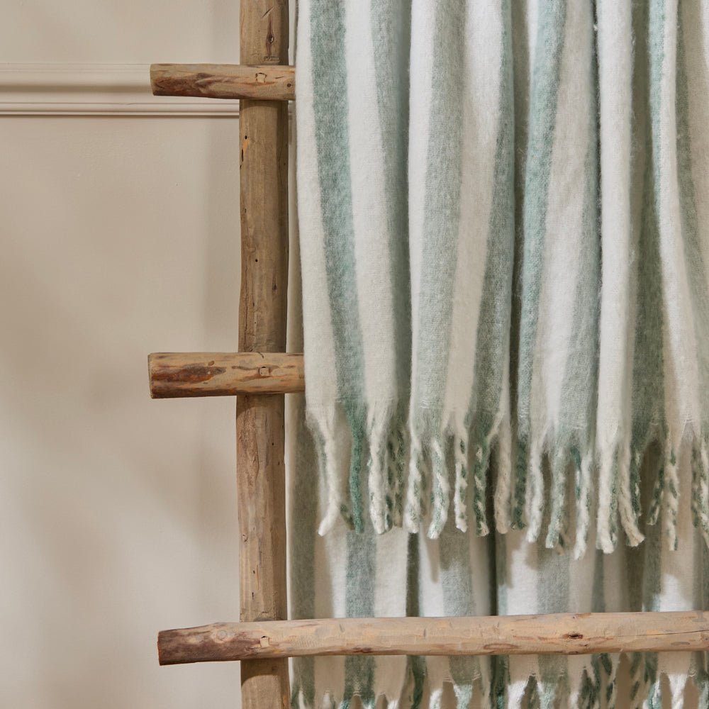 Striped Green Throws - Beechwood Woven Stripe Throw Moorland Green Wylder
