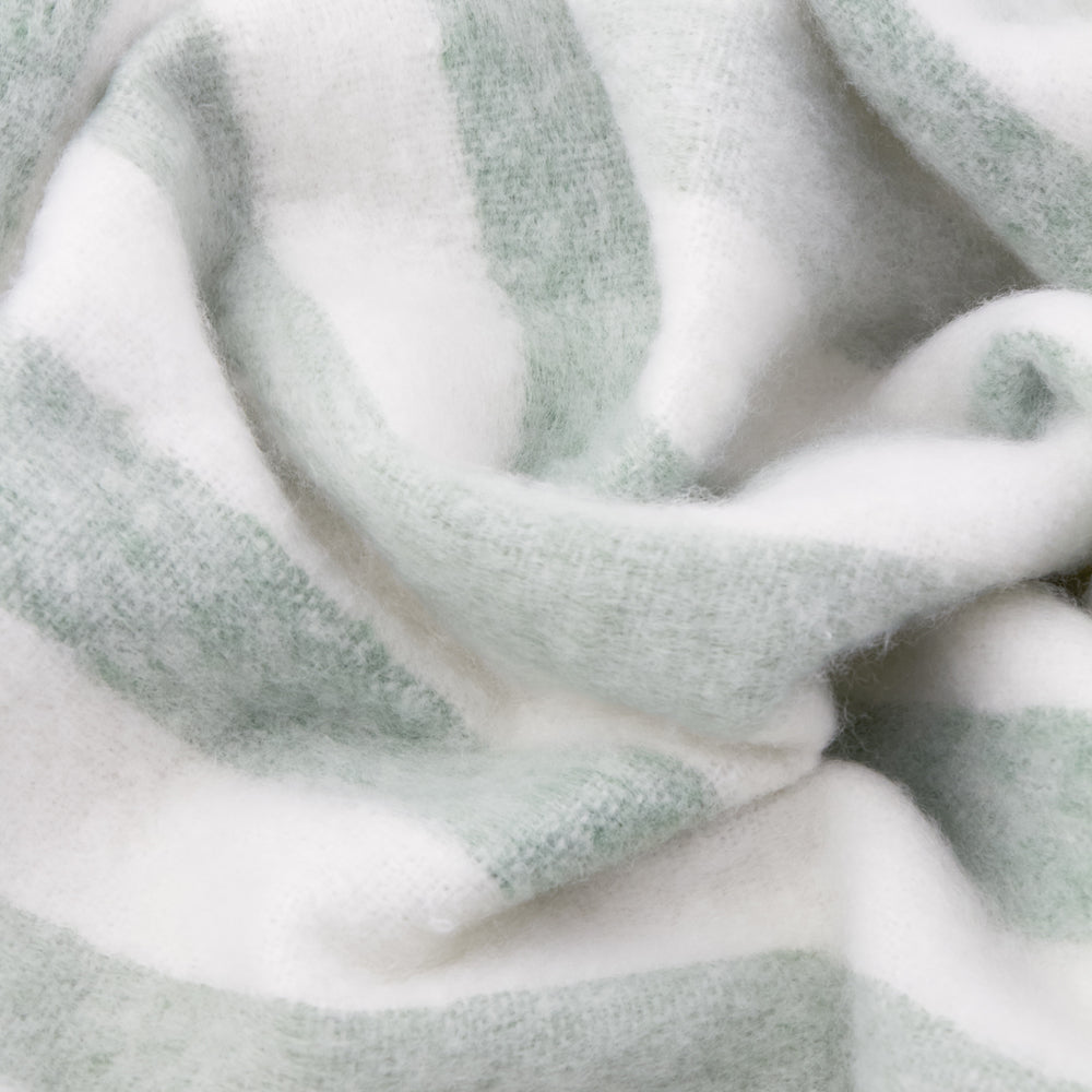 Striped Green Throws - Beechwood Woven Stripe Throw Moorland Green Wylder
