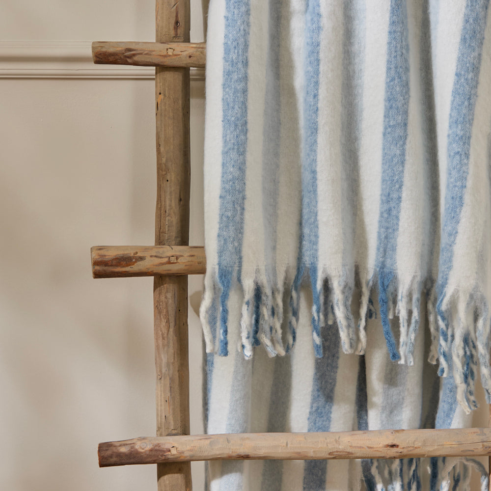 Striped Blue Throws - Beechwood Woven Stripe Throw Sky Blue Wylder