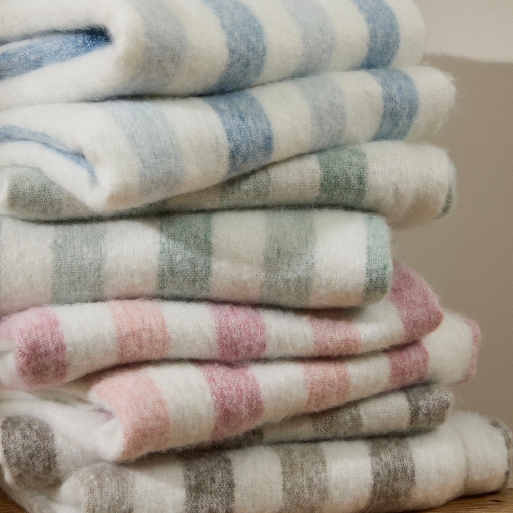 Striped Blue Throws - Beechwood Woven Stripe Throw Sky Blue Wylder