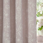 Floral Pink Curtains - Bella Floral 100% Cotton Lined Pencil Pleat Curtains Natural Wylder