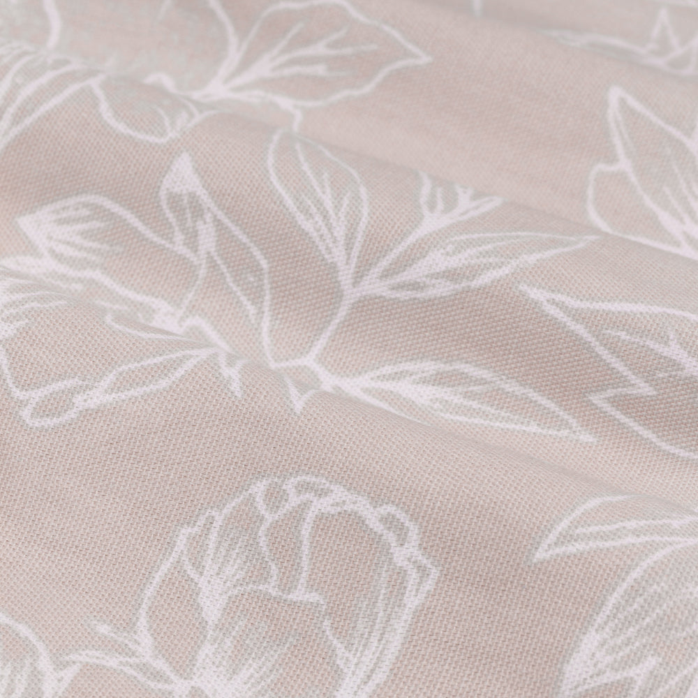 Floral Pink Curtains - Bella Floral 100% Cotton Lined Pencil Pleat Curtains Natural Wylder