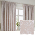 Floral Pink Curtains - Bella Floral 100% Cotton Lined Pencil Pleat Curtains Natural Wylder
