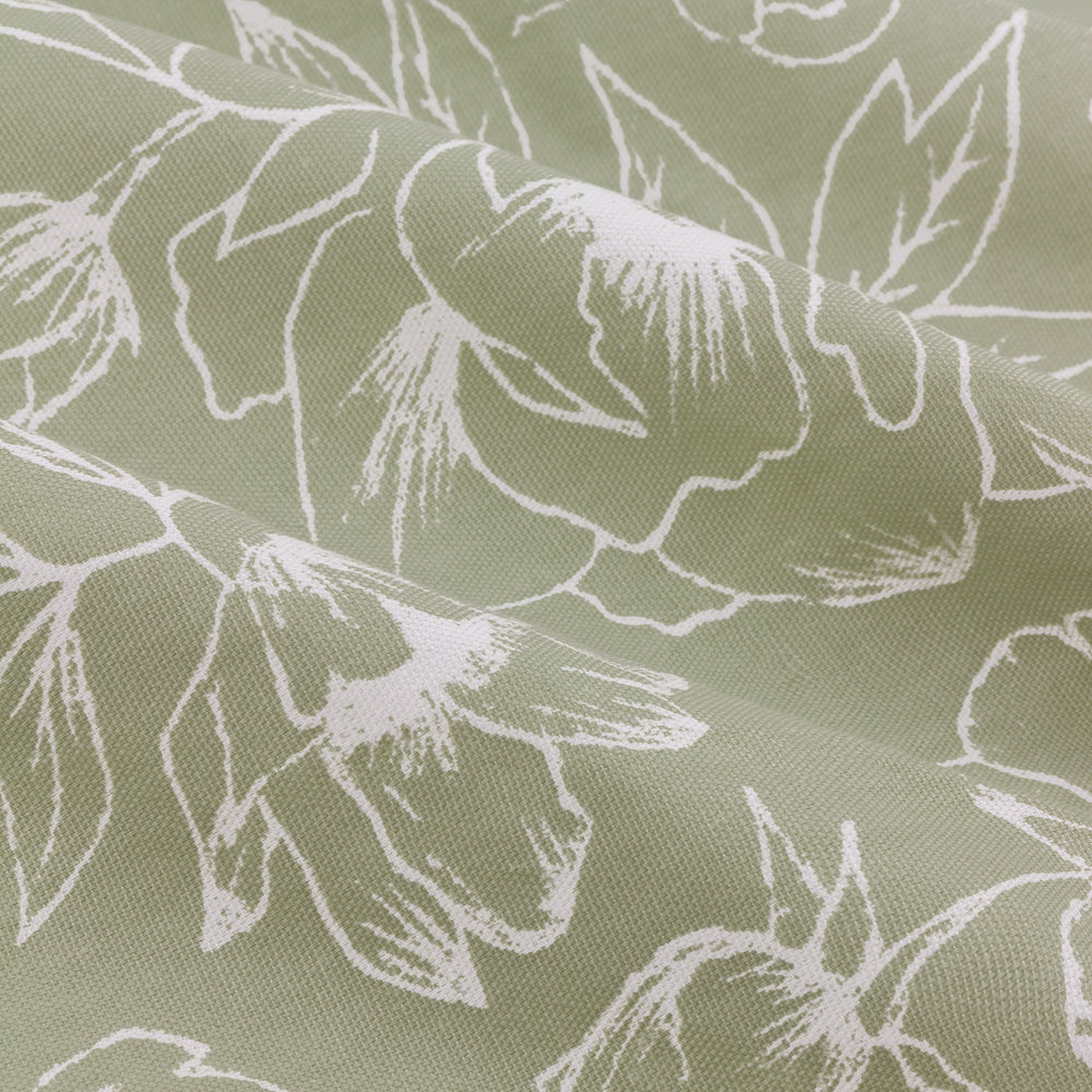 Floral Green Curtains - Bella Floral 100% Cotton Lined Pencil Pleat Curtains Sage Wylder