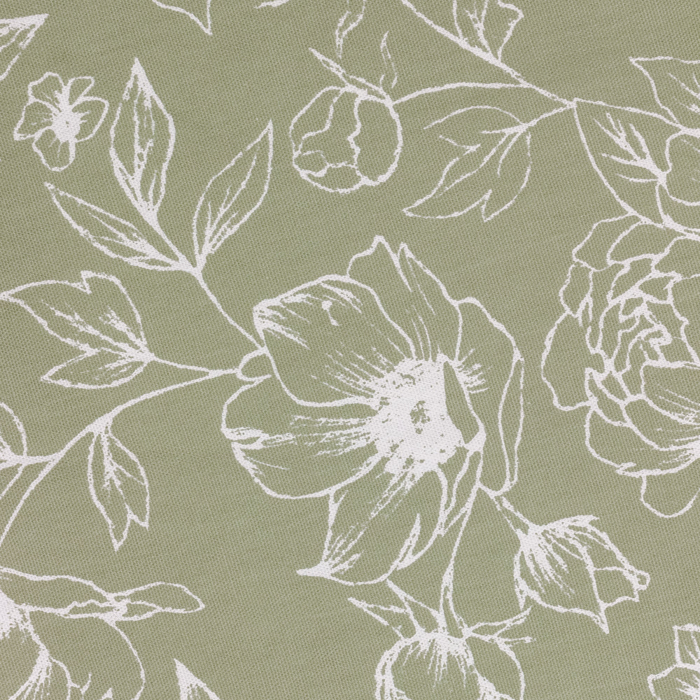 Floral Green Curtains - Bella Floral 100% Cotton Lined Pencil Pleat Curtains Sage Wylder