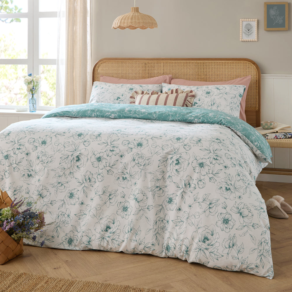Floral Blue Bedding - Bella Reversible Floral Duvet Cover Set Blue Wylder