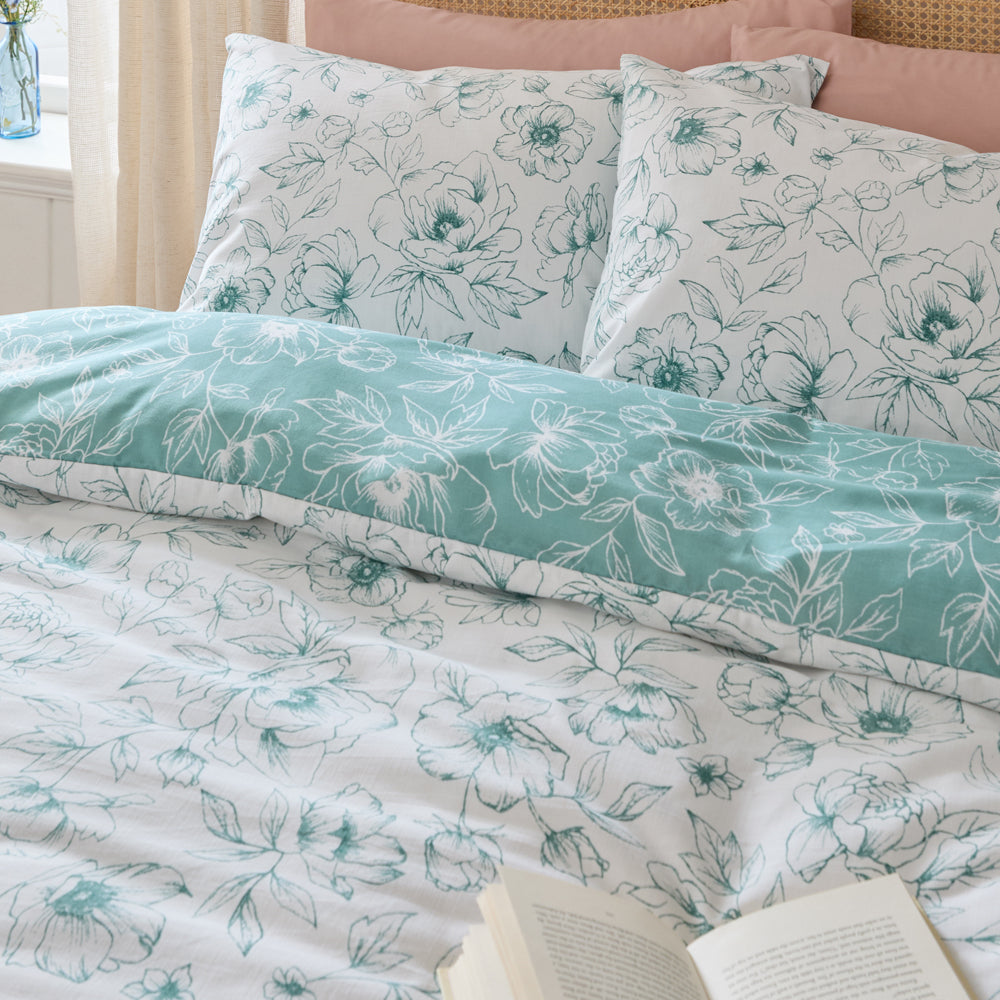 Floral Blue Bedding - Bella Reversible Floral Duvet Cover Set Blue Wylder