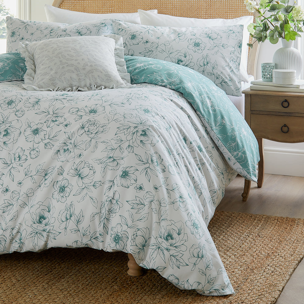 Floral Blue Bedding - Bella Reversible Floral Duvet Cover Set Blue Wylder