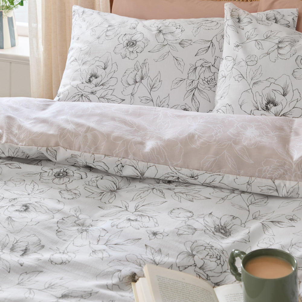 Floral Pink Bedding - Bella Reversible Floral Duvet Cover Set Natural Wylder