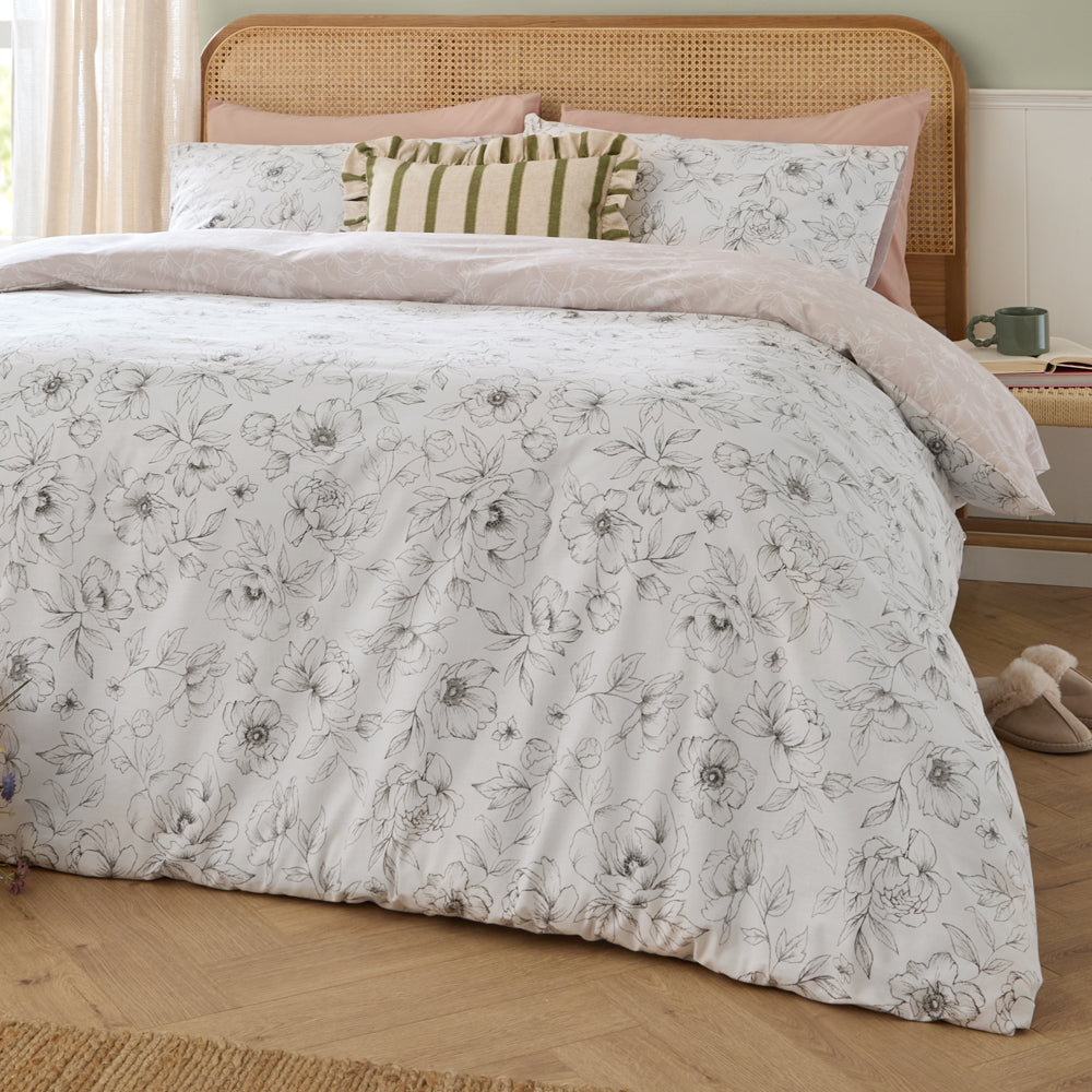 Floral Pink Bedding - Bella Reversible Floral Duvet Cover Set Natural Wylder