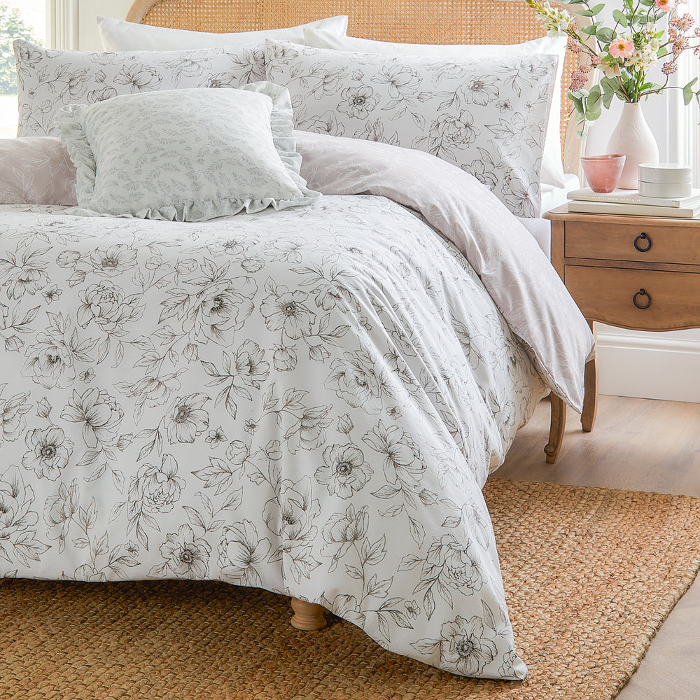 Floral Pink Bedding - Bella Reversible Floral Duvet Cover Set Natural Wylder