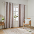 Floral Pink Curtains - Bella Floral 100% Cotton Lined Eyelet Curtains Natural Wylder