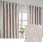 Floral Pink Curtains - Bella Floral 100% Cotton Lined Eyelet Curtains Natural Wylder