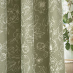 Floral Green Curtains - Bella Floral 100% Cotton Lined Eyelet Curtains Sage Wylder