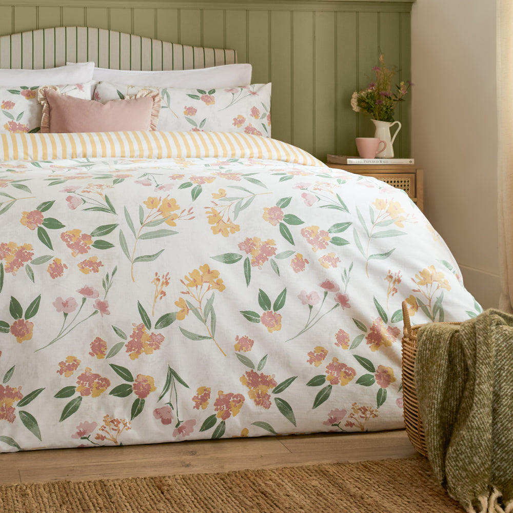 Floral Yellow Bedding - Betsie Printed Reversible Duvet Cover Set Yellow Wylder