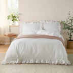 Plain Pink Bedding - Blousey Cotton Ruffle Duvet Cover Set Pink Wylder Nature