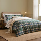 Check Green Bedding - Braemar Check Soft Brushed Cotton Duvet Cover Set Forest/Navy Wylder Nature