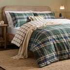 Check Green Bedding - Braemar Check Soft Brushed Cotton Duvet Cover Set Forest/Navy Wylder Nature