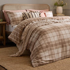 Check Beige Bedding - Braemar Check Soft Brushed Cotton Duvet Cover Set Natural Wylder Nature