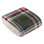 Check Green Throws  - Braemar Check Sherpa Fleece Throw Berry/Pine Wylder