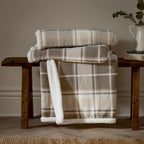 Check Green Throws  - Braemar Check Sherpa Fleece Throw Green/Natural Wylder