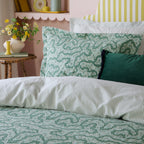 Floral Green Bedding  - Brianna Floral 100% Cotton Duvet Cover Set Tarragon Green Wylder