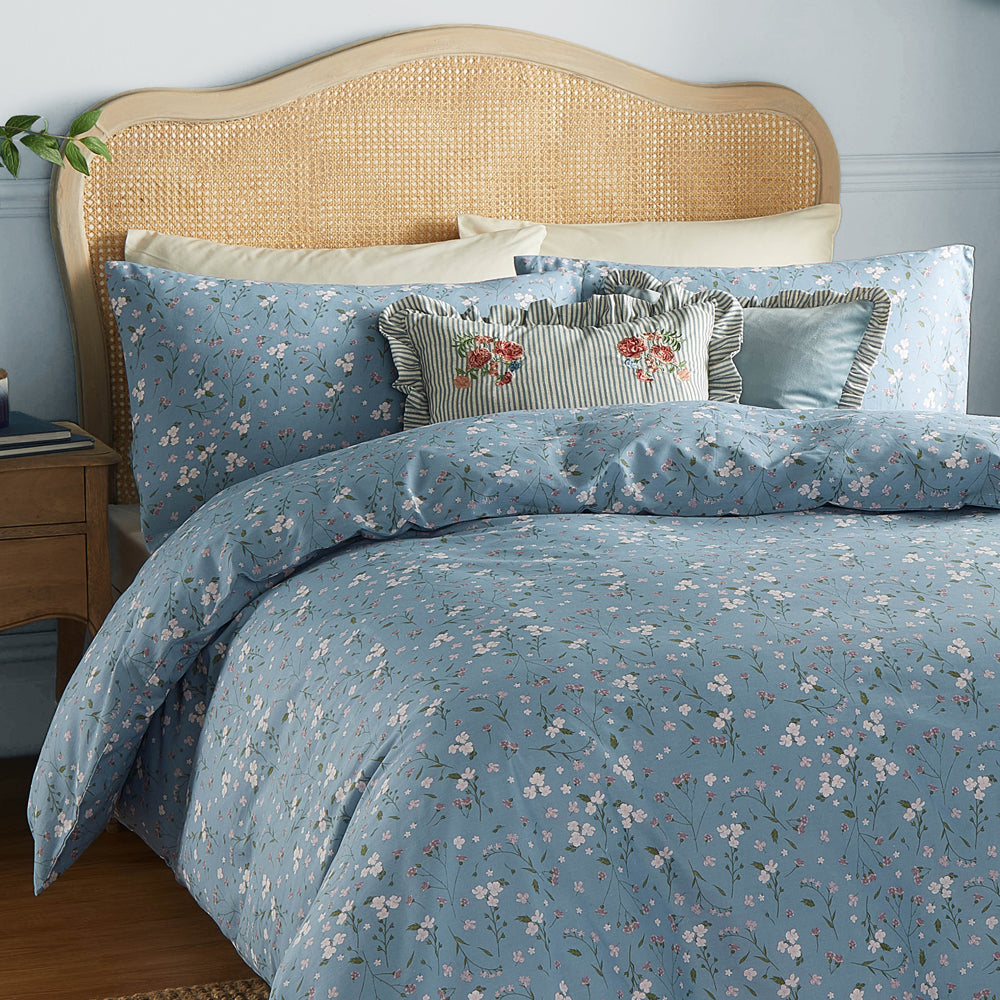 Floral Blue Bedding - Bronte Printed Floral Duvet Cover Set Bluebell Wylder Nature