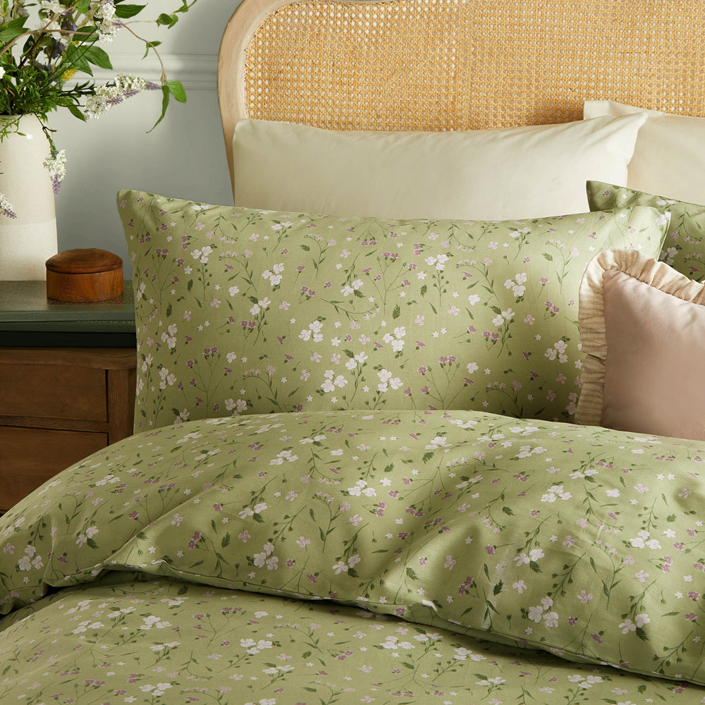 Floral Green Bedding - Bronte Printed Floral Duvet Cover Set Sage Wylder Nature