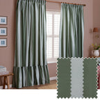 Striped Green Curtains - Birdie Stripe Fully Lined Ruffle Pencil Pleat Curtains Bay Green/Mist Wylder