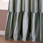 Striped Green Curtains - Birdie Stripe Fully Lined Ruffle Pencil Pleat Curtains Bay Green/Mist Wylder